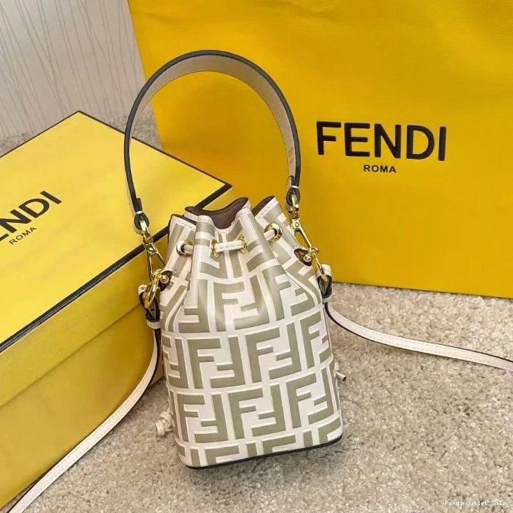 Cheap Leather Mon White Calf Motif Mini In Tresor Fendi Bag FF Bucket 0824